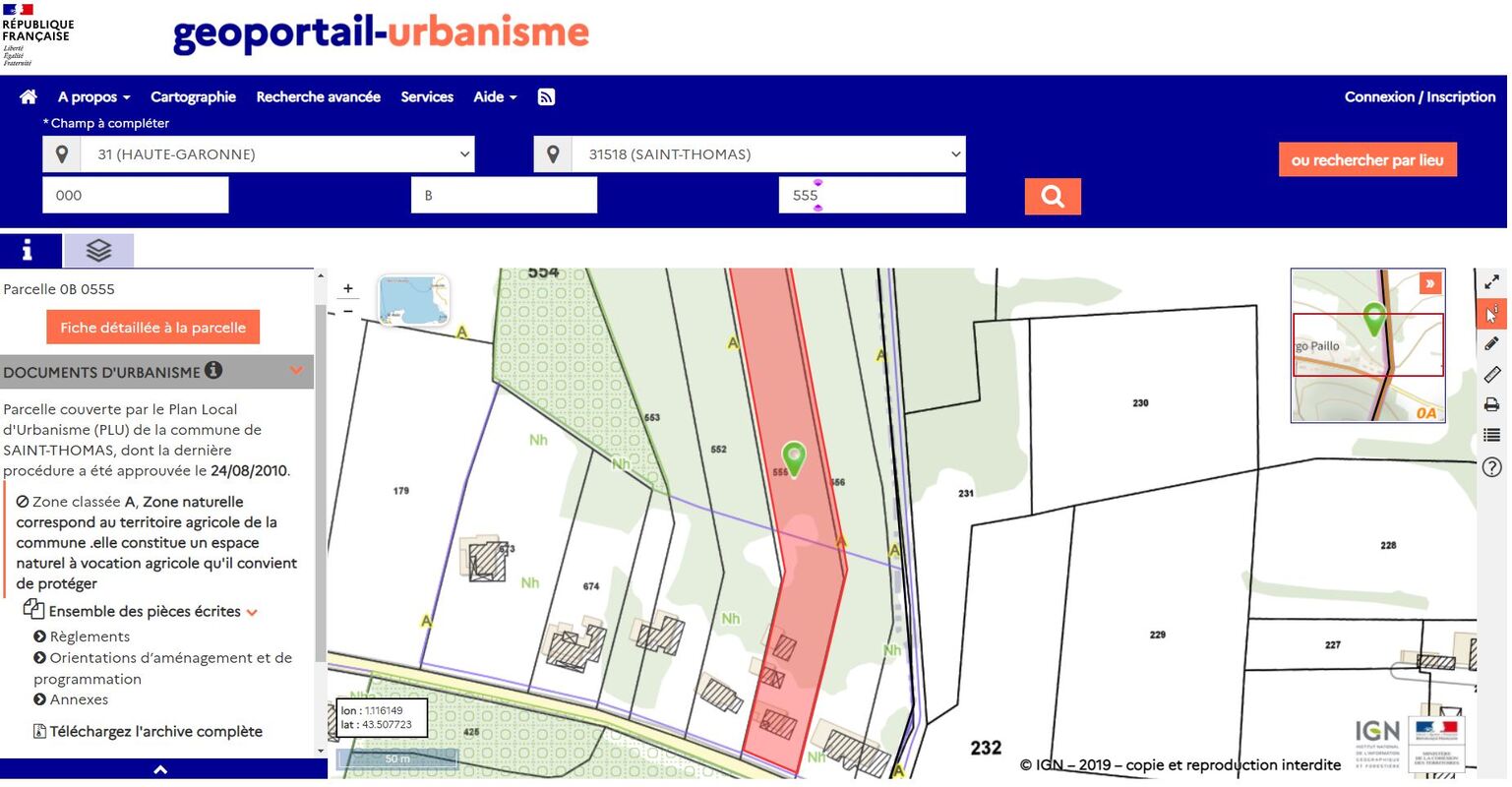 Recherche de la parcelle