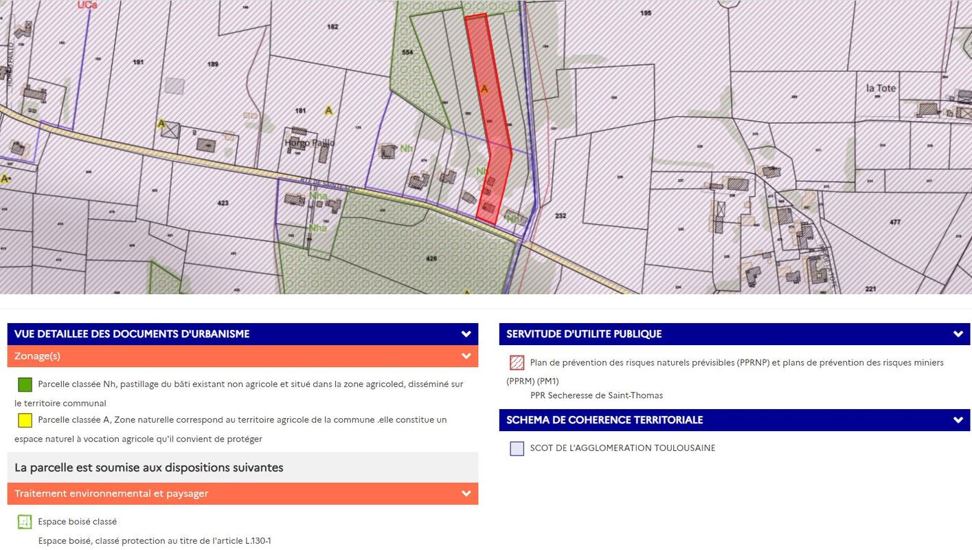 Zonage de la parcelle